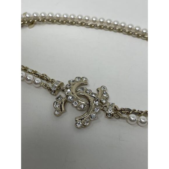 Chanel 23P Choker Pearly White Crystal CC Necklace NEW - Picture 10 of 14